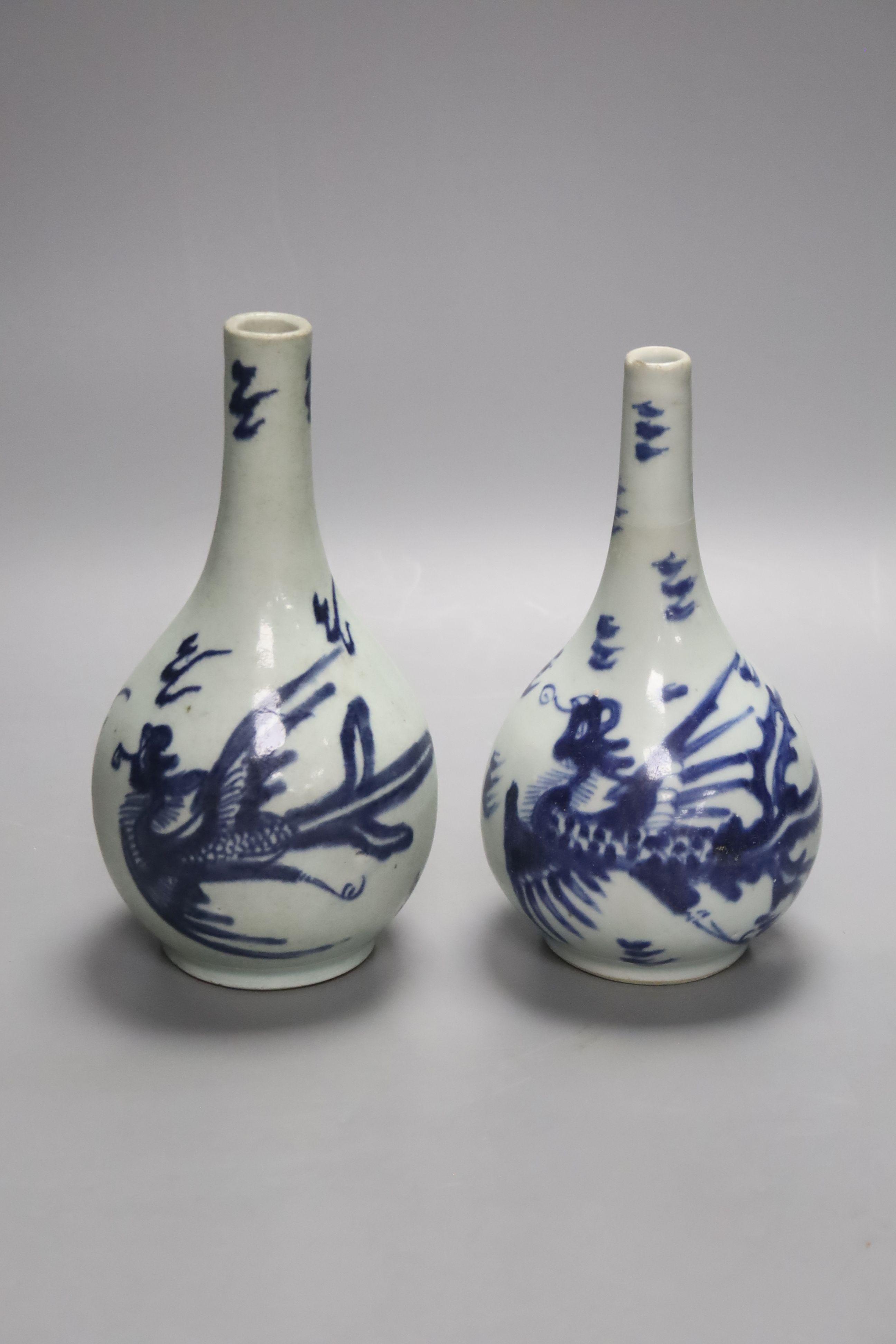 A pair of Chinese bottle vases, late 18th century, 18cm high